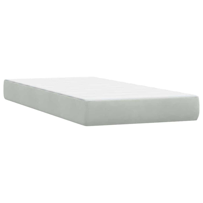 Pat box spring cu saltea, gri deschis, 80x220 cm, catifea - WALTI WALTI