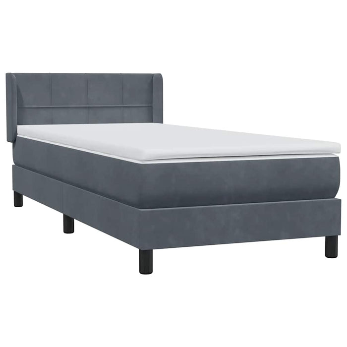 Pat box spring cu saltea, gri închis, 80x220 cm, catifea - WALTI WALTI