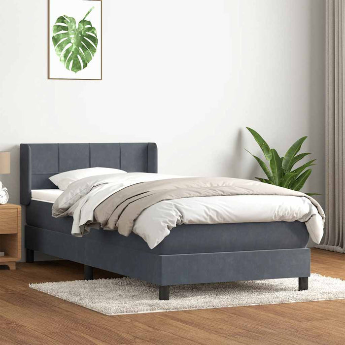 Pat box spring cu saltea, gri închis, 80x220 cm, catifea - WALTI WALTI