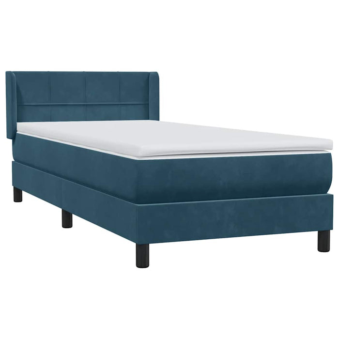 Pat box spring cu saltea, albastru închis, 80x220 cm, catifea - WALTI WALTI