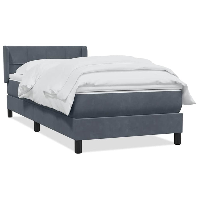 Pat box spring cu saltea, gri închis, 90x220 cm, catifea - WALTI WALTI