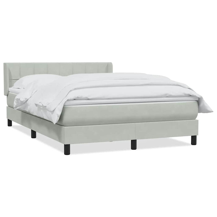 Pat box spring cu saltea, gri deschis, 160x220 cm, catifea - WALTI WALTI
