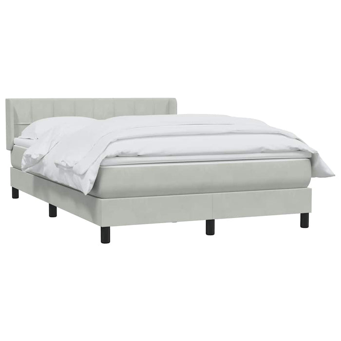Pat box spring cu saltea, gri deschis, 160x220 cm, catifea - WALTI WALTI