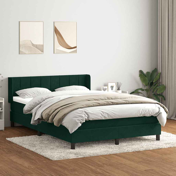 Pat box spring cu saltea, verde închis, 160x220 cm, catifea WALTI