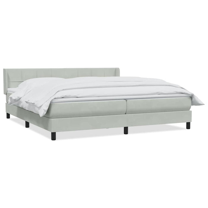 Pat cu arcuri cu saltea gri deschis 180x220 cm catifea WALTI