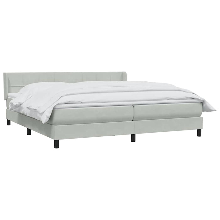 Pat cu arcuri cu saltea gri deschis 180x220 cm catifea WALTI