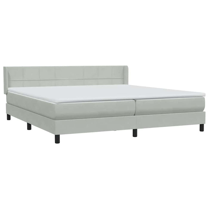 Pat cu arcuri cu saltea gri deschis 180x220 cm catifea WALTI