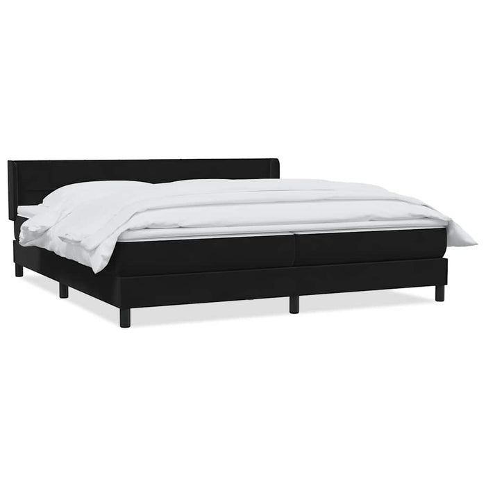 Pat box spring cu saltea, negru, 200x220 cm, catifea WALTI