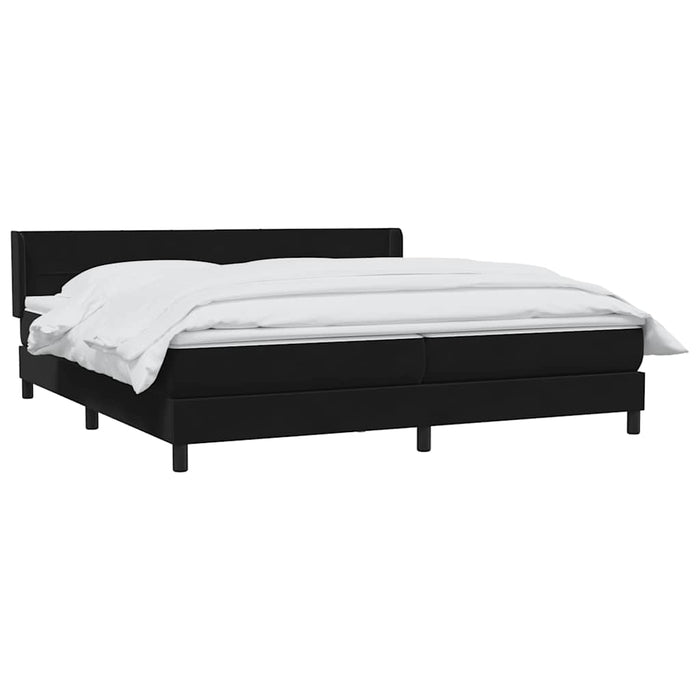 Pat box spring cu saltea, negru, 200x220 cm, catifea WALTI