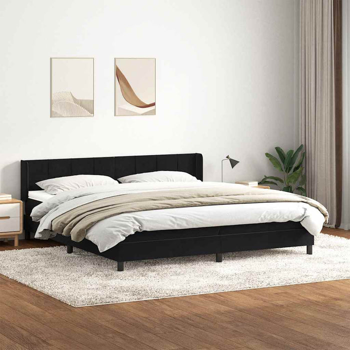 Pat box spring cu saltea, negru, 200x220 cm, catifea WALTI