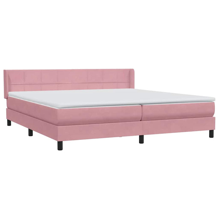 Pat box spring cu saltea, roz, 200x220 cm, catifea WALTI