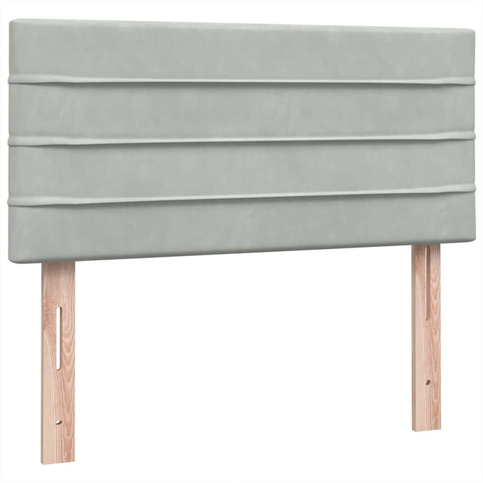 Pat box spring cu saltea, gri deschis, 80x210 cm, catifea WALTI