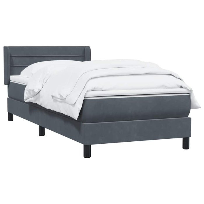 Pat box spring cu saltea, gri închis, 80x210 cm, catifea - WALTI WALTI