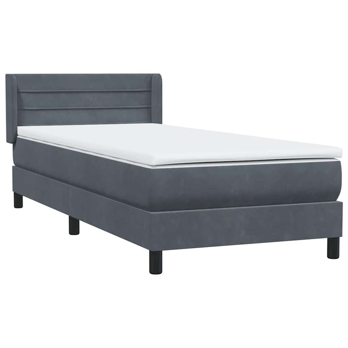 Pat box spring cu saltea, gri închis, 80x210 cm, catifea - WALTI WALTI