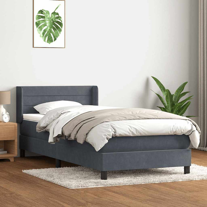 Pat box spring cu saltea, gri închis, 80x210 cm, catifea - WALTI WALTI