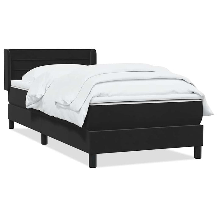 Pat box spring cu saltea, negru, 90x210 cm, catifea WALTI