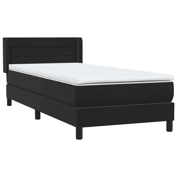 Pat box spring cu saltea, negru, 90x210 cm, catifea WALTI