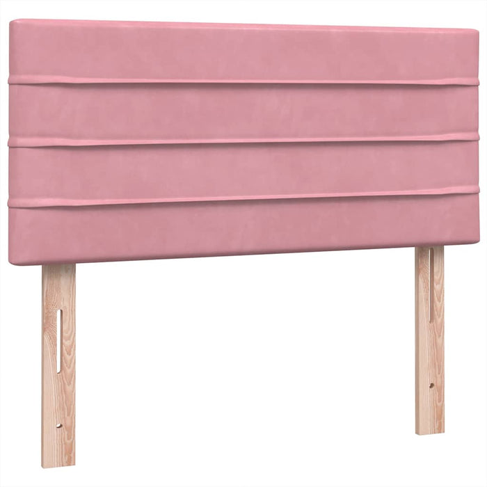 Pat box spring cu saltea, roz, 90x210 cm, catifea WALTI