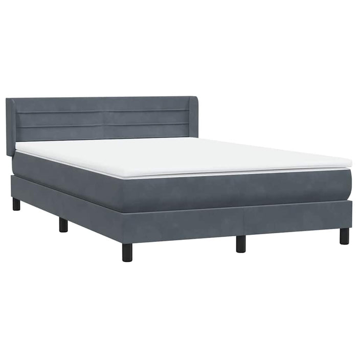 Pat box spring cu saltea, gri închis, 140x210 cm, catifea WALTI
