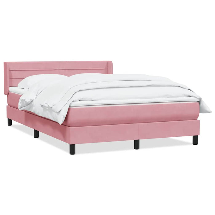 Pat box spring cu saltea, roz, 160x210 cm, catifea - WALTI WALTI