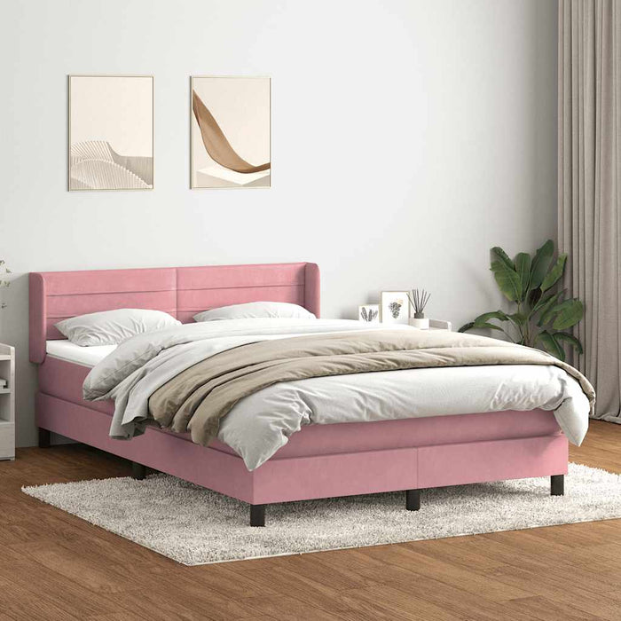 Pat box spring cu saltea, roz, 160x210 cm, catifea - WALTI WALTI