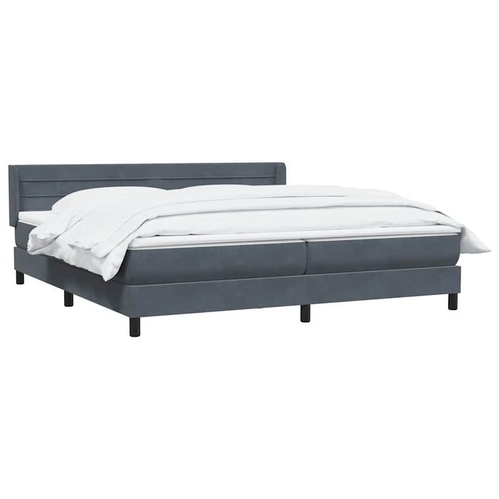 Pat box spring cu saltea, gri închis, 180x210 cm, catifea - WALTI WALTI