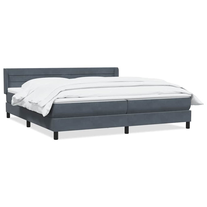 Pat box spring cu saltea, gri închis, 200x210 cm, catifea WALTI