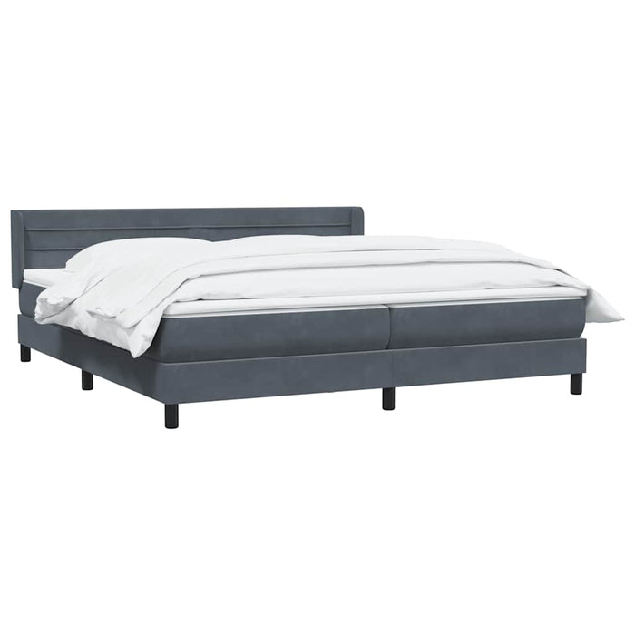 Pat box spring cu saltea, gri închis, 200x210 cm, catifea WALTI