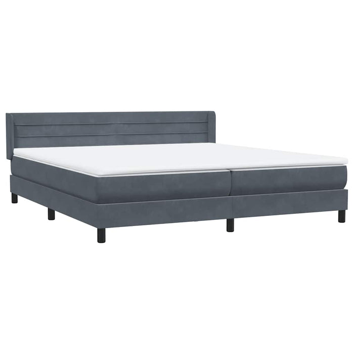 Pat box spring cu saltea, gri închis, 200x210 cm, catifea WALTI