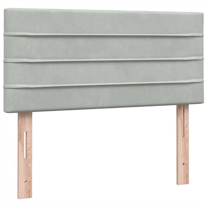 Pat box spring cu saltea, gri deschis, 80x220 cm, catifea WALTI