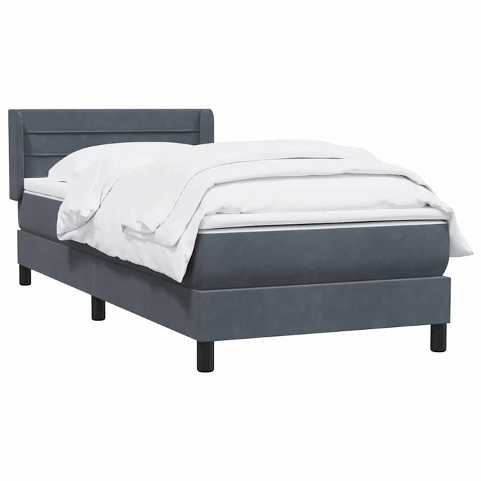 Pat box spring cu saltea, gri închis, 90x220 cm, catifea - WALTI WALTI