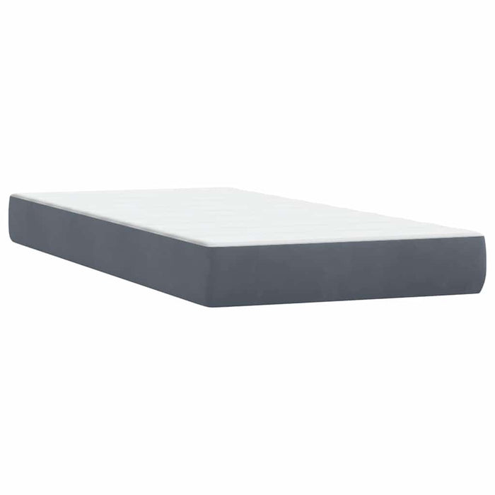 Pat box spring cu saltea, gri închis, 90x220 cm, catifea - WALTI WALTI