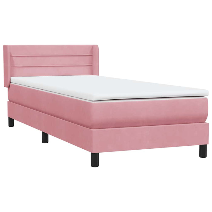 Pat box spring cu saltea, roz, 90x220 cm, catifea - WALTI WALTI