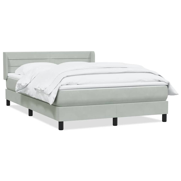 Pat box spring cu saltea, gri deschis, 160x220 cm, catifea - WALTI WALTI