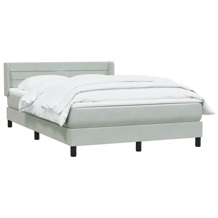 Pat box spring cu saltea, gri deschis, 160x220 cm, catifea - WALTI WALTI