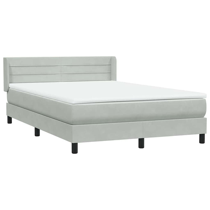 Pat box spring cu saltea, gri deschis, 160x220 cm, catifea - WALTI WALTI