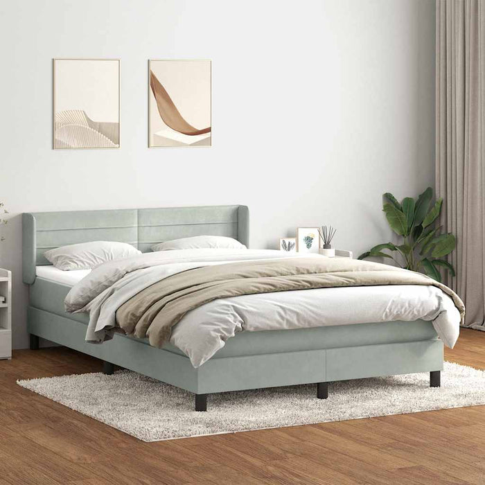 Pat box spring cu saltea, gri deschis, 160x220 cm, catifea - WALTI WALTI