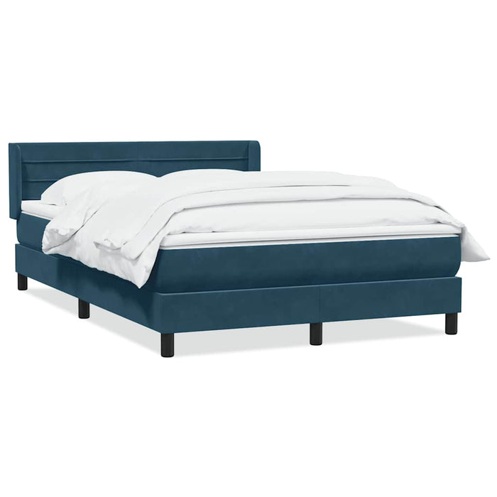 Pat box spring cu saltea, albastru închis, 160x220 cm, catifea WALTI