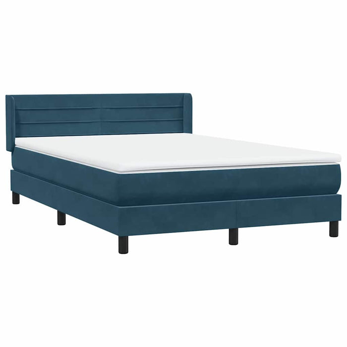 Pat box spring cu saltea, albastru închis, 160x220 cm, catifea WALTI