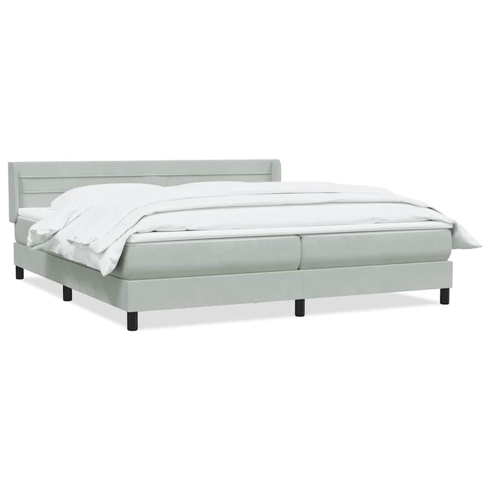 Pat cu arcuri cu saltea gri deschis 180x220 cm catifea WALTI