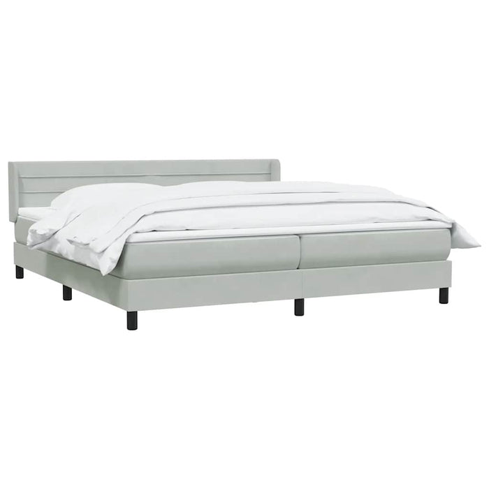 Pat cu arcuri cu saltea gri deschis 180x220 cm catifea WALTI