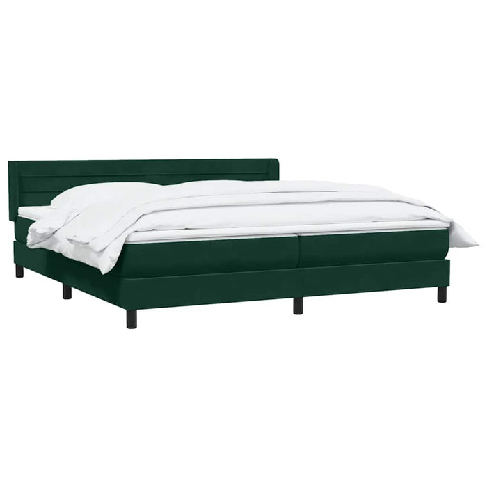 Pat box spring cu saltea, verde închis, 180x220 cm, catifea - WALTI WALTI