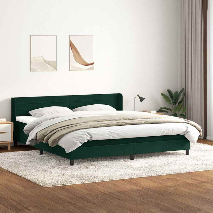 Pat box spring cu saltea, verde închis, 180x220 cm, catifea - WALTI WALTI
