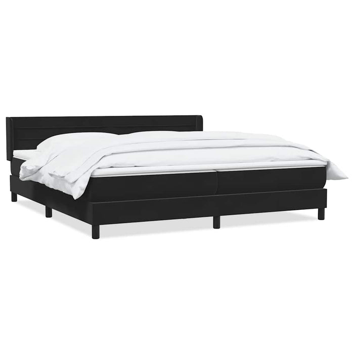 Pat box spring cu saltea, negru, 200x220 cm, catifea WALTI