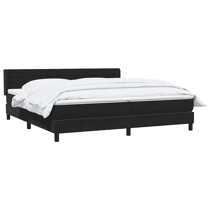 Pat box spring cu saltea, negru, 200x220 cm, catifea WALTI