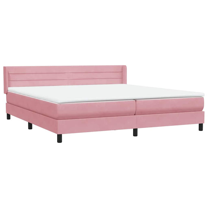 Pat box spring cu saltea, roz, 200x220 cm, catifea WALTI