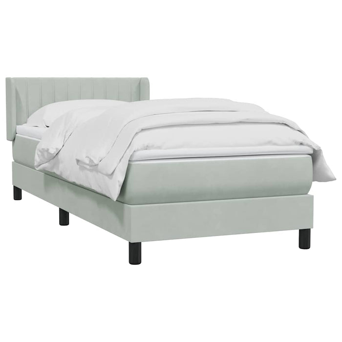 Pat box spring cu saltea, gri deschis, 80x210 cm, catifea WALTI