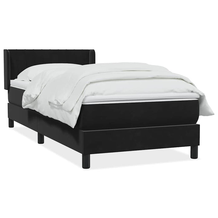 Pat box spring cu saltea, negru, 80x210 cm, catifea WALTI