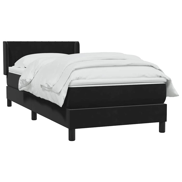 Pat box spring cu saltea, negru, 80x210 cm, catifea WALTI