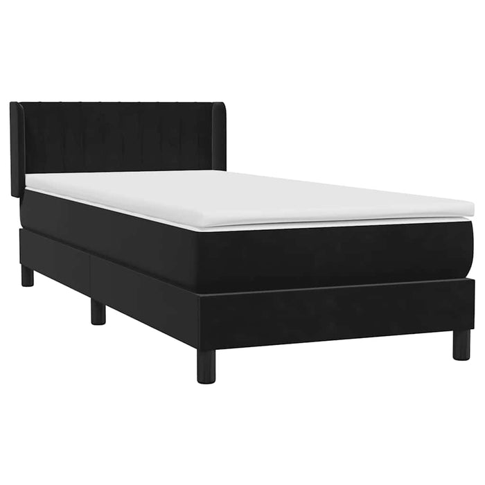 Pat box spring cu saltea, negru, 80x210 cm, catifea WALTI
